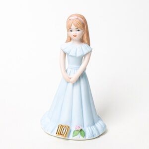 Growing Up Birthday Girl in Blue Dress Figurine Age 10 Brunette